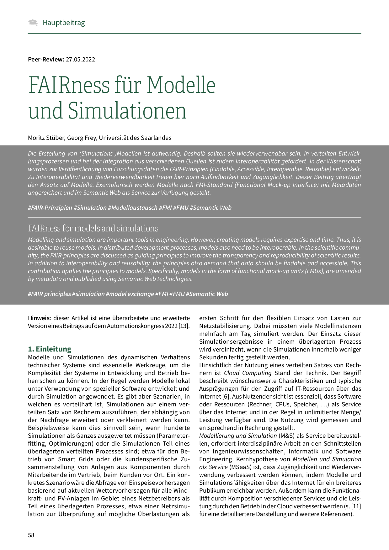 FAIRness für Modelle und Simulationen