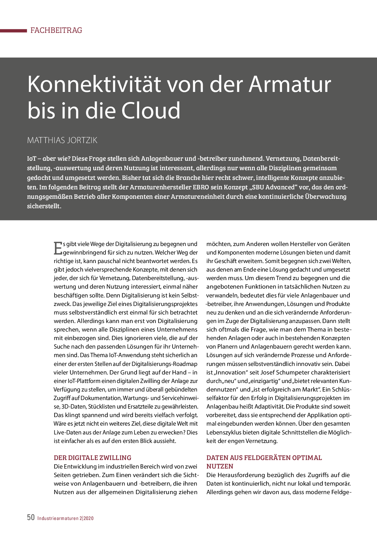 Konnektivität von der Armatur bis in die Cloud