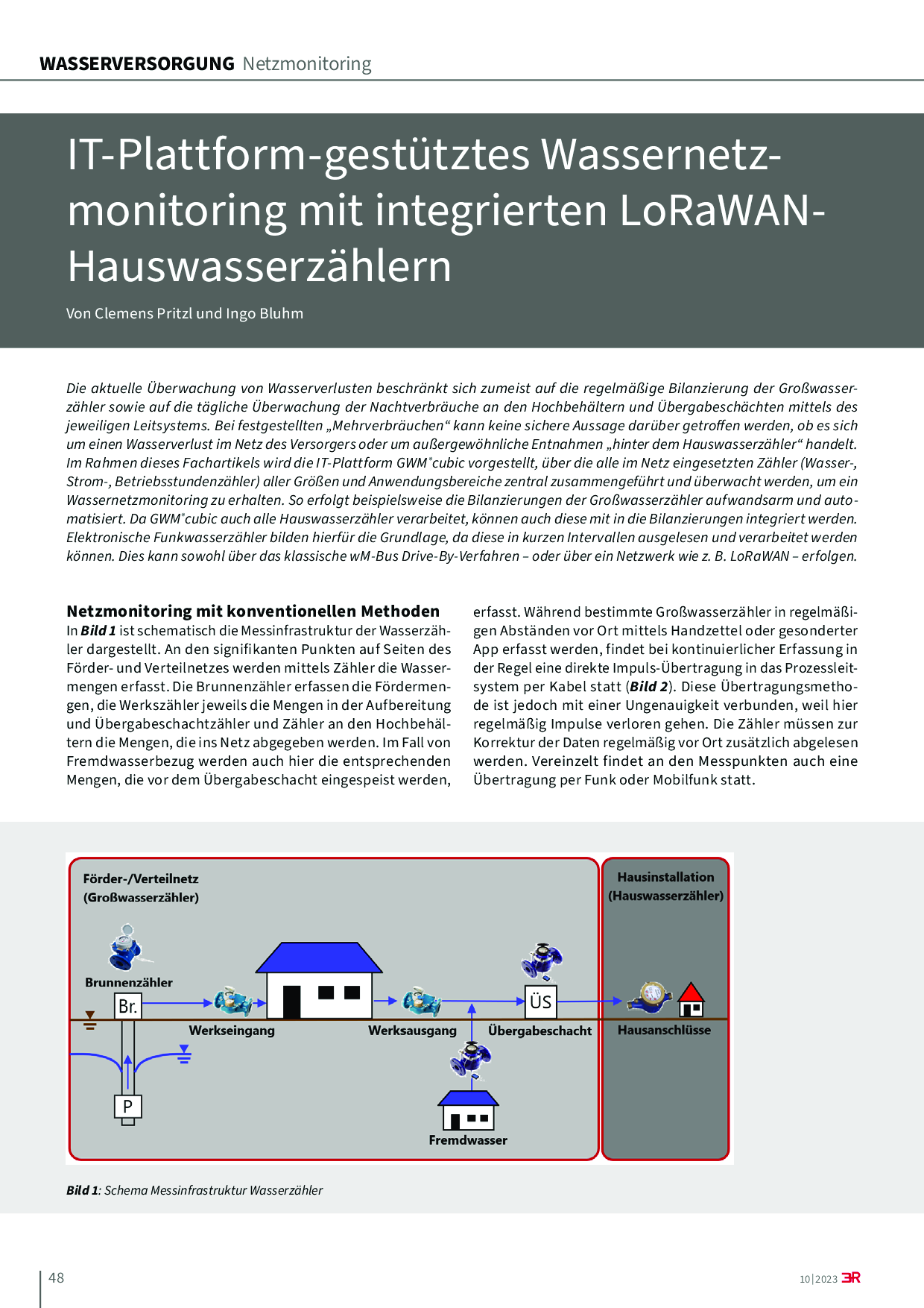 IT-Plattform-gestütztes Wassernetzmonitoring mit integrierten LoRaWANHauswasserzählern