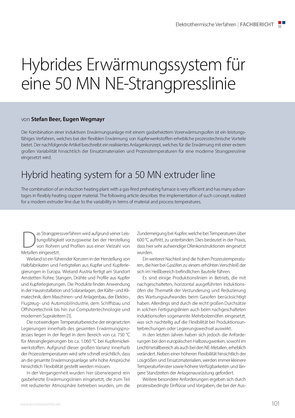 Hybrides Erwärmungssystem für eine 50 MN NE-Strangpresslinie