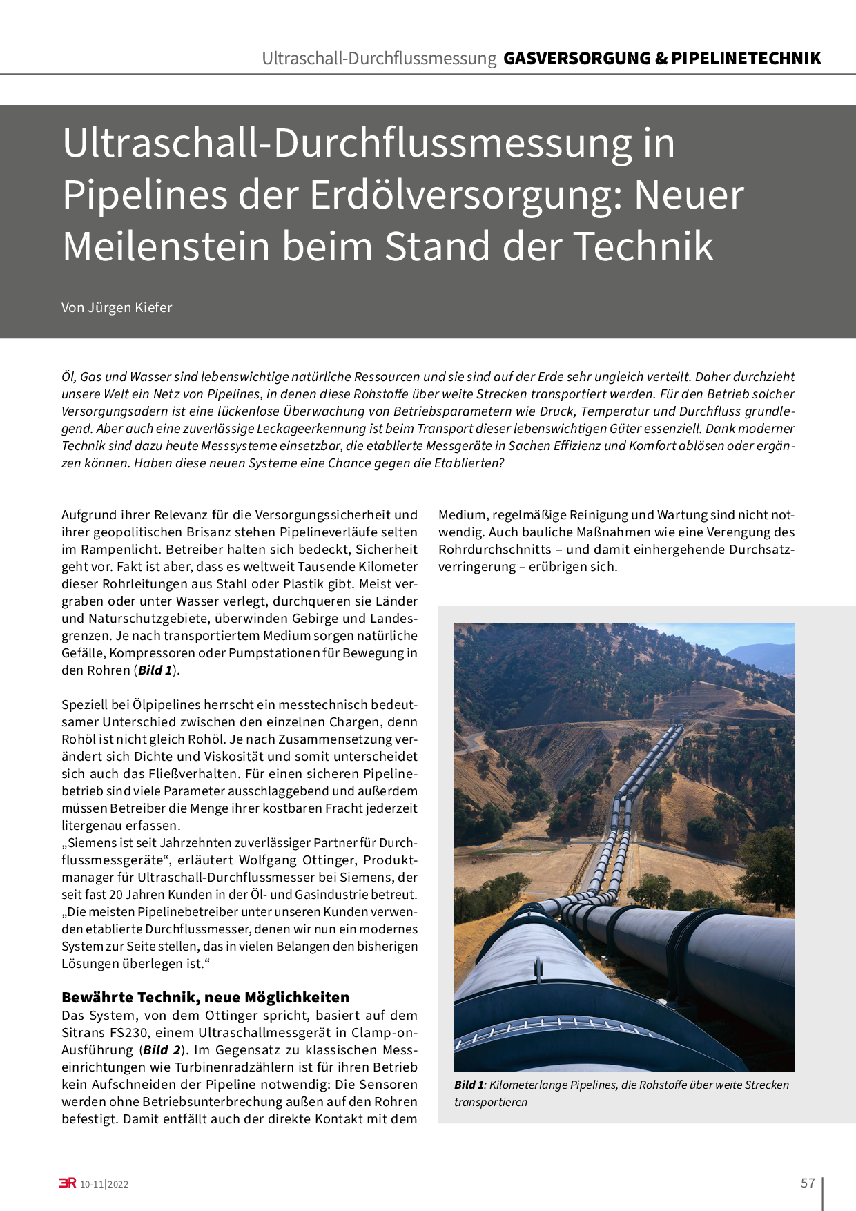 Ultraschall-Durchflussmessung in Pipelines der Erdölversorgung: Neuer Meilenstein beim Stand der Technik