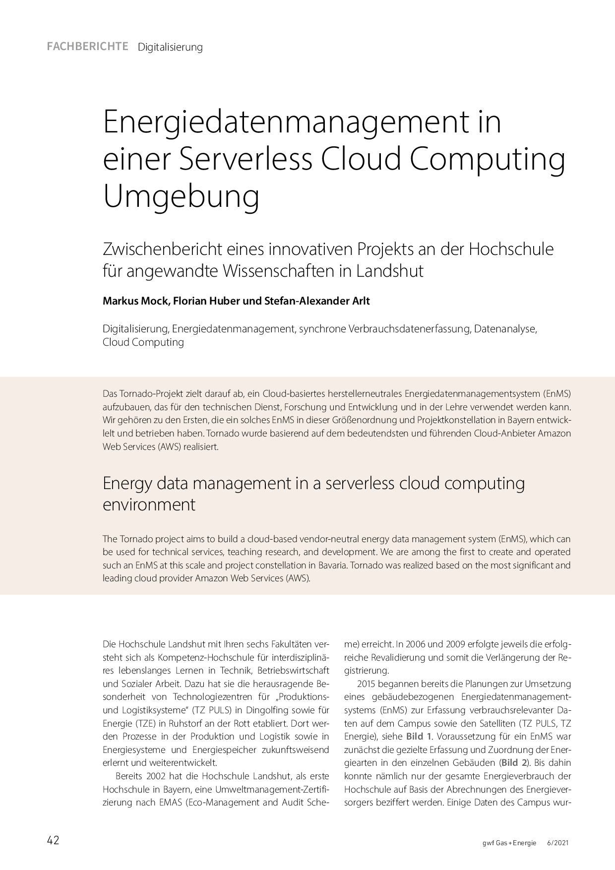 Energiedatenmanagement in einer Serverless Cloud Computing Umgebung
