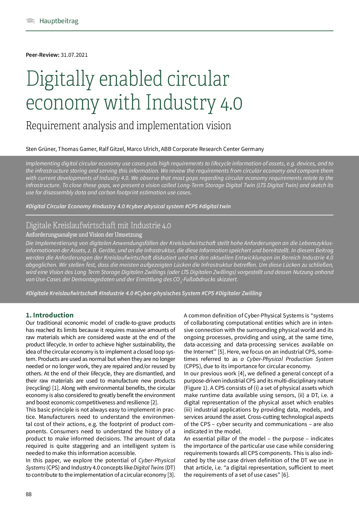 Digitally enabled circular economy with Industry 4.0