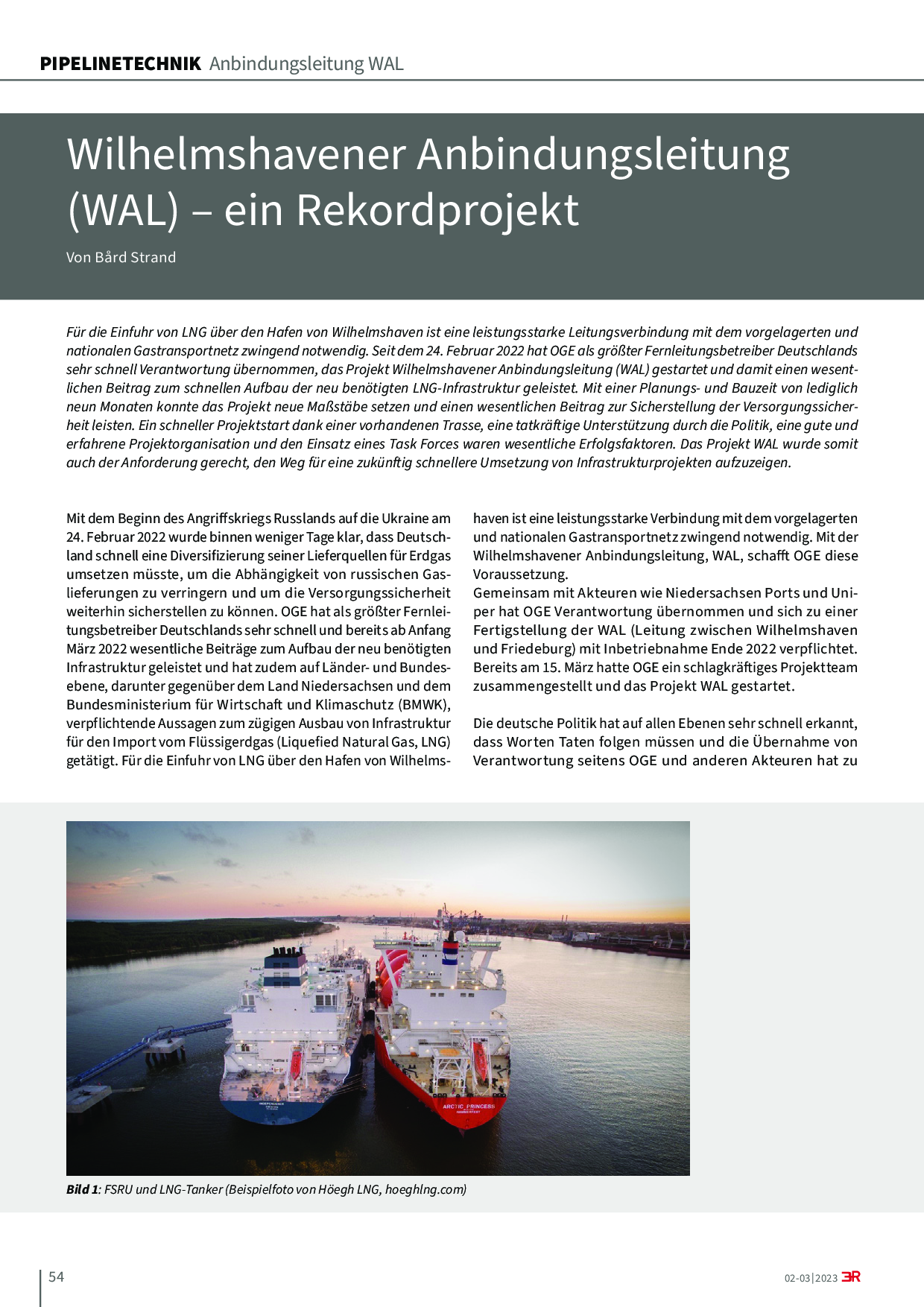 Wilhelmshavener Anbindungsleitung (WAL) – ein Rekordprojekt