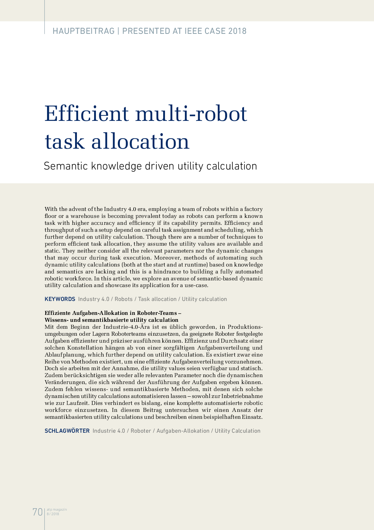 Efficient multi-robot task allocation