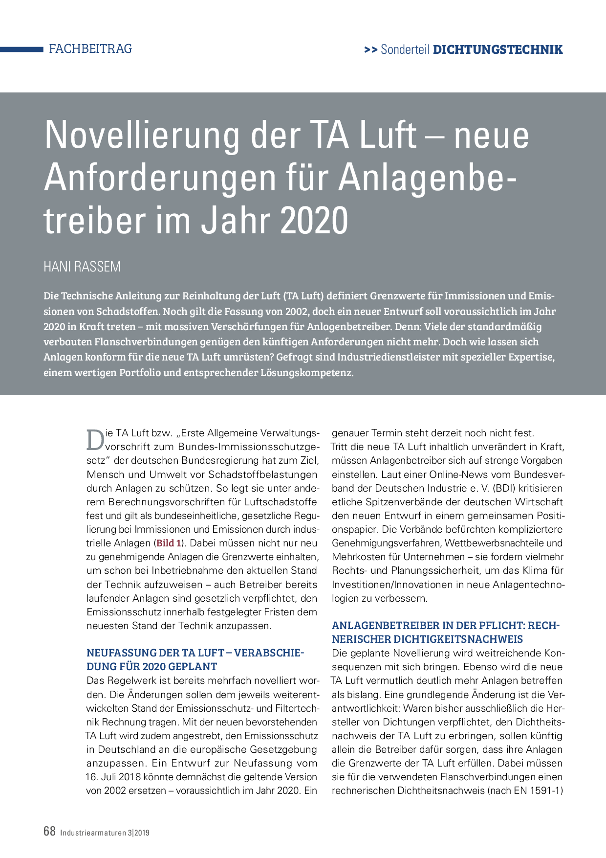 Novellierung der TA Luft – neue Anforderungen für Anlagenbetreiber im Jahr 2020