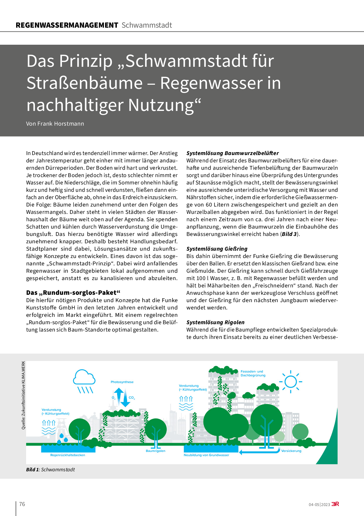Das Prinzip „Schwammstadt für Straßenbäume – Regenwasser in nachhaltiger Nutzung“
