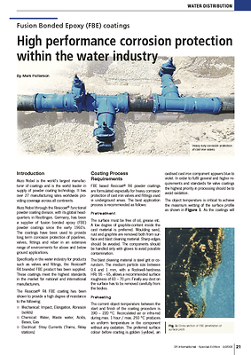 High performance corrosion protection within the water industry Fusion Bonded Epoxy (FBE) coatings