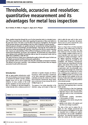 Thresholds, accuracies and resolution: quantitative measurement and its advantages for metal loss inspection