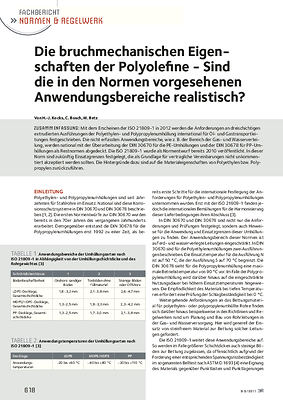 Die bruchmechanischen Eigen-schaften der Polyolefine - Sind die in den Normen vorgesehenen Anwendungsbereiche realistisch?