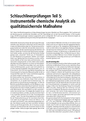 Schlauchlinerprüfungen Teil 5: Instrumentelle chemische Analytik als qualitätssichernde Maßnahme