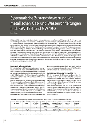 Systematische Zustandsbewertung von metallischen Gas- und Wasserrohrleitungen nach GW 19-1 und GW 19-2