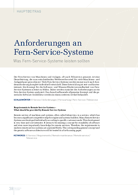 Anforderungen an Fern-Service-Systeme Was Fern-Service-Systeme leisten sollten