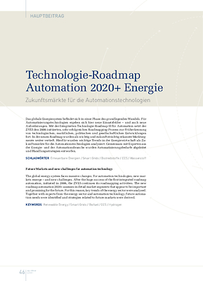 Technologie-Roadmap Automation 2020+ Energie