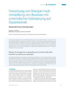 Freisetzung von Mangan nach Umstellung von Brunnen mit unterirdischer Enteisenung auf Dauerbetrieb