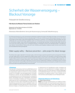 Sicherheit der Wasserversorgung – Blackout Vorsorge