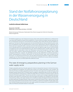 Stand der Notfallvorsorgeplanung in der Wasserversorgung in Deutschland