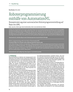 Roboterprogrammierung mithilfe von AutomationML
