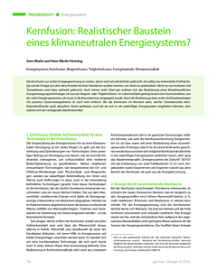 Kernfusion: Realistischer Baustein eines klimaneutralen Energiesystems?