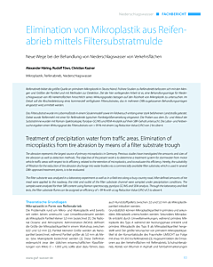 Elimination von Mikroplastik aus Reifenabrieb mittels Filtersubstratmulde