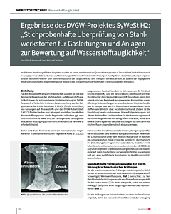 Ergebnisse des DVGW-Projektes SyWeSt H2: „Stichprobenhafte Überprüfung von Stahlwerkstoffen für Gasleitungen und Anlagen zur Bewertung auf Wasserstofftauglichkeit“