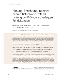 Planung, Einrichtung, Inbetriebnahme, Betrieb und Instandhaltung des KKS von erdverlegten Rohrleitungen