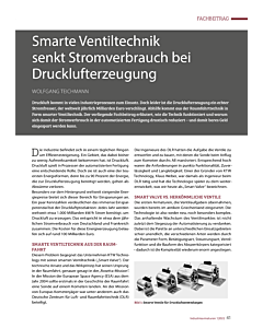 Smarte Ventiltechnik senkt Stromverbrauch bei Drucklufterzeugung