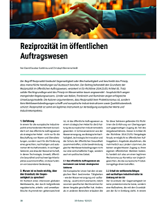 Reziprozität im öffentlichen Auftragswesen