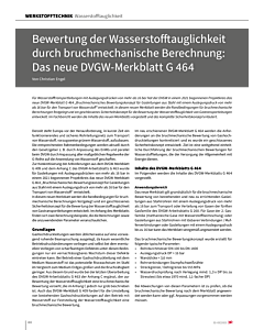 Bewertung der Wasserstofftauglichkeit durch bruchmechanische Berechnung: Das neue DVGW-Merkblatt G 464