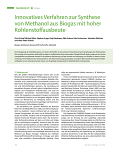 Innovatives Verfahren zur Synthese von Methanol aus Biogas mit hoher Kohlenstoffausbeute
