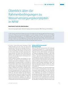 Überblick über die Rahmenbedingungen zu Wasserversorgungskonzepten in NRW
