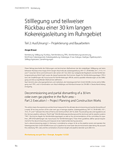 Stilllegung und teilweiser Rückbau einer 30 km langen Kokereigasleitung im Ruhrgebiet