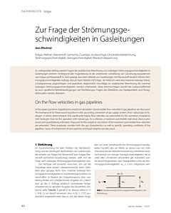 Zur Dimensionierung von Anschlussleitungen für Gasgeräte im Nieder- und Mitteldruckbereich und Leistungen bis 1.000 kW