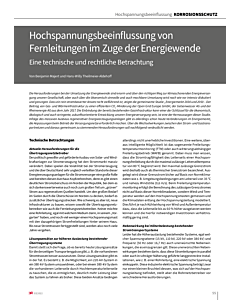 Hochspannungsbeeinflussung von Fernleitungen im Zuge der Energiewende