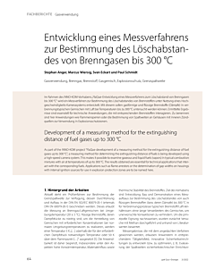 Entwicklung eines Messverfahrens zur Bestimmung des Löschabstandes von Brenngasen bis 300 °C