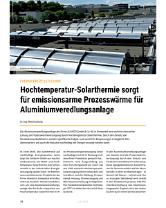 Hochtemperatur-Solarthermie sorgt für emissionsarme Prozesswärme für Aluminiumveredlungsanlage