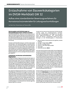 Erstaufnahme von Bauwerkskategorien im DVGW-Merkblatt GW 32