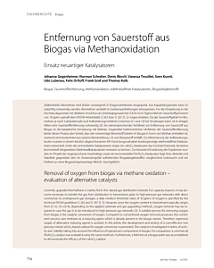 Entfernung von Sauerstoff aus Biogas via Methanoxidation