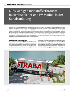 60 % weniger Treibstoffverbrauch: Batteriespeicher und PV-Module in der Kanalsanierung