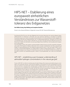 HIPS-NET – Etablierung eines europaweit einheitlichen Verständnisses zur Wasserstofftoleranz des Erdgasnetzes