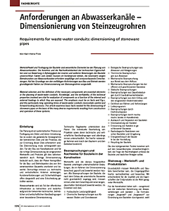 Anforderungen an Abwasserkanäle - Dimensionierung von Steinzeugrohren