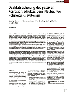 Qualitätssicherung des passiven Korrosionsschutzes beim Neubau von Rohrleitungssystemen
