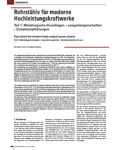Rohrstähle für moderne Hochleistungskraftwerke Teil 1: Metallurgische Grundlagen - Langzeiteigenschaften - Einsatzempfehlungen