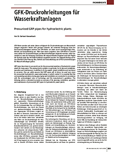 GFK-Druckrohrleitungen für Wasserkraftanlagen