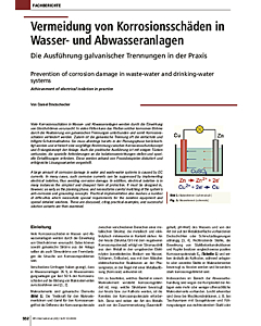 Vermeidung von Korrosionsschäden in Wasser- und Abwasseranlagen Die Ausführung galvanischer Trennungen in der Praxis
