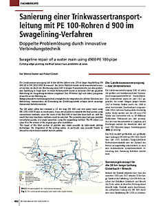 Sanierung einer Trinkwassertransportleitung mit PE 100-Rohren d 900 im Swagelining-Verfahren. Doppelte Problemlösung durch innovative Verbindungstechnik