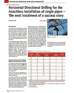 Horizontal Directional Drilling for the trenchless installation of single pipes - The next instalment of a success story