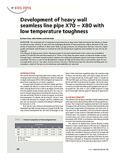 Development of heavy wall seamless line pipe X70 - X80 with low temperature toughness