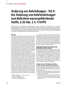 Änderung von Rohrleitungen - Teil 3: Die Änderung von Rohrfernleitungen zum Befördern wassergefährdender Stoffe, § 20 Abs. 2 S. 4 UVPG