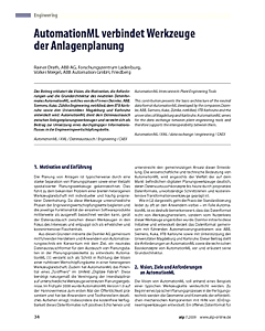 AutomationML verbindet Werkzeuge der Anlagenplanung